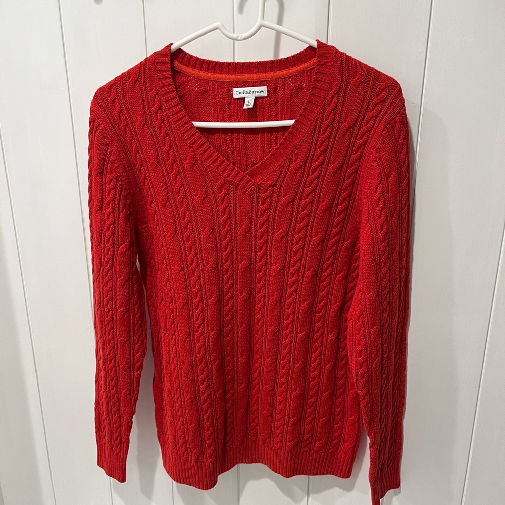 Croft and Barrow Red Long Sleeve Cable knit sweater
